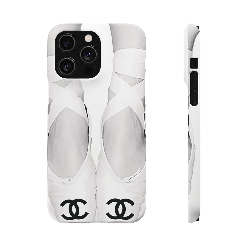 Ballet Pointe Phone Case — Elegant White Ballet Slippers with Logo Accent