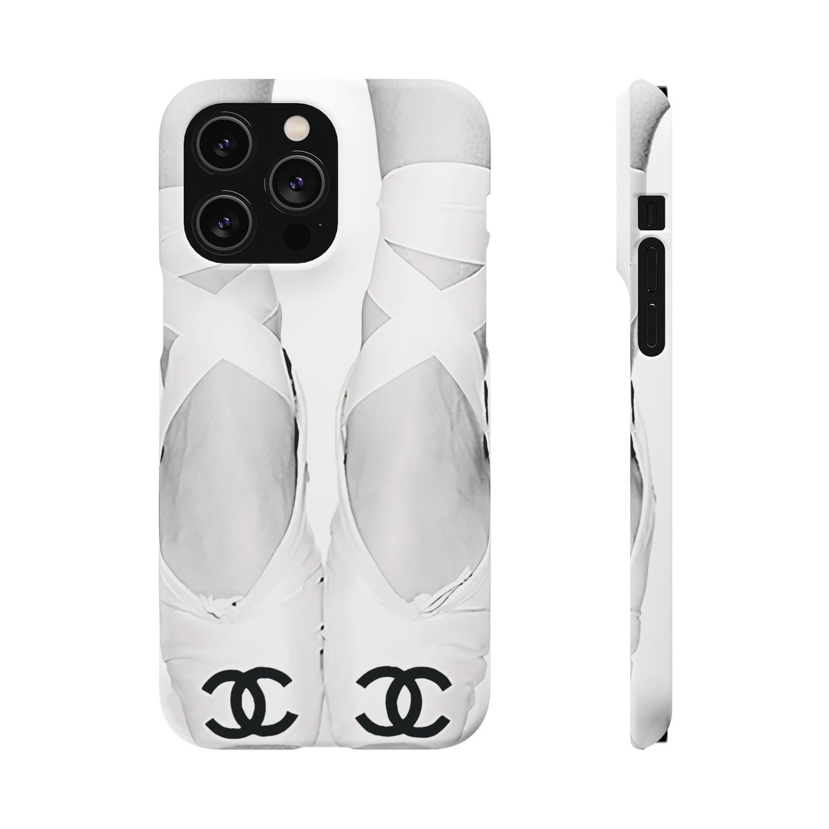Ballet Pointe Phone Case — Elegant White Ballet Slippers with Logo Accent