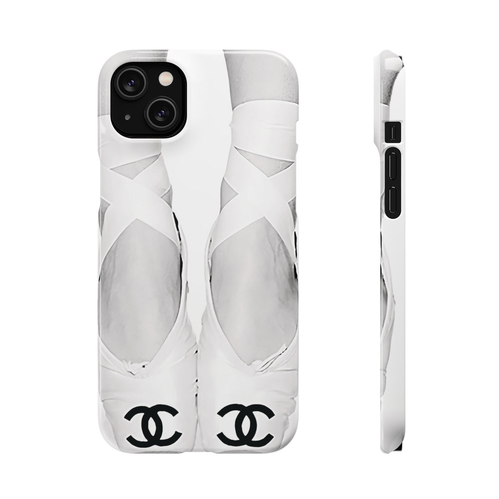 Ballet Pointe Phone Case — Elegant White Ballet Slippers with Logo Accent