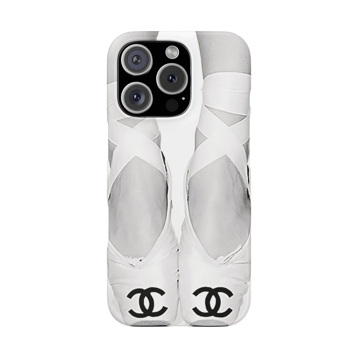 Ballet Pointe Phone Case — Elegant White Ballet Slippers with Logo Accent