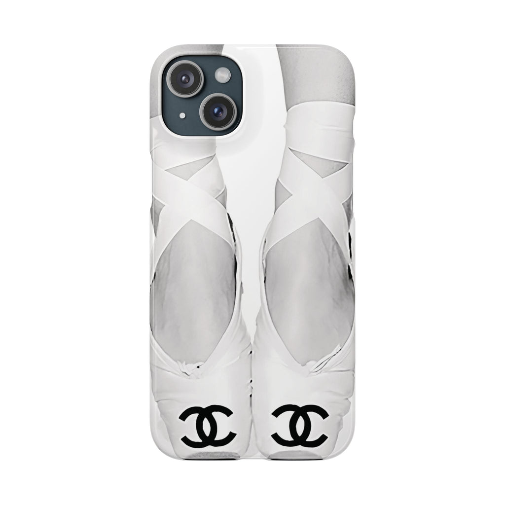 Ballet Pointe Phone Case — Elegant White Ballet Slippers with Logo Accent