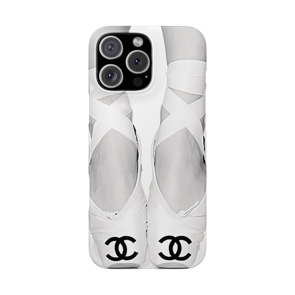Ballet Pointe Phone Case — Elegant White Ballet Slippers with Logo Accent