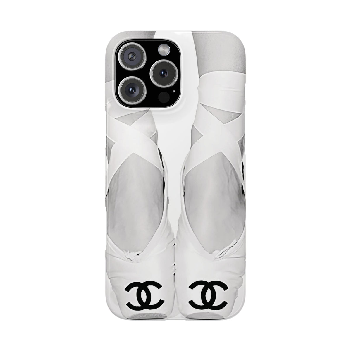Ballet Pointe Phone Case — Elegant White Ballet Slippers with Logo Accent