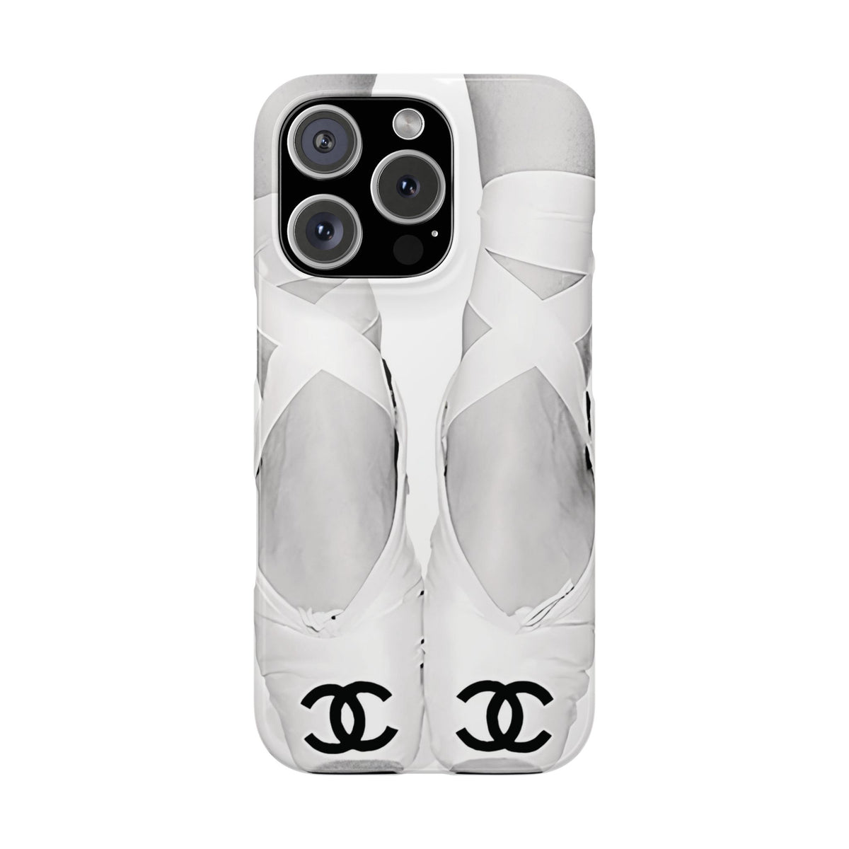 Ballet Pointe Phone Case — Elegant White Ballet Slippers with Logo Accent