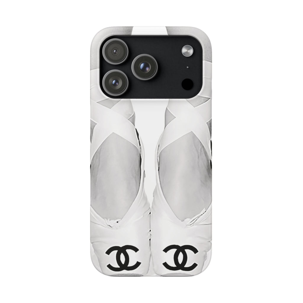 Ballet Pointe Phone Case — Elegant White Ballet Slippers with Logo Accent