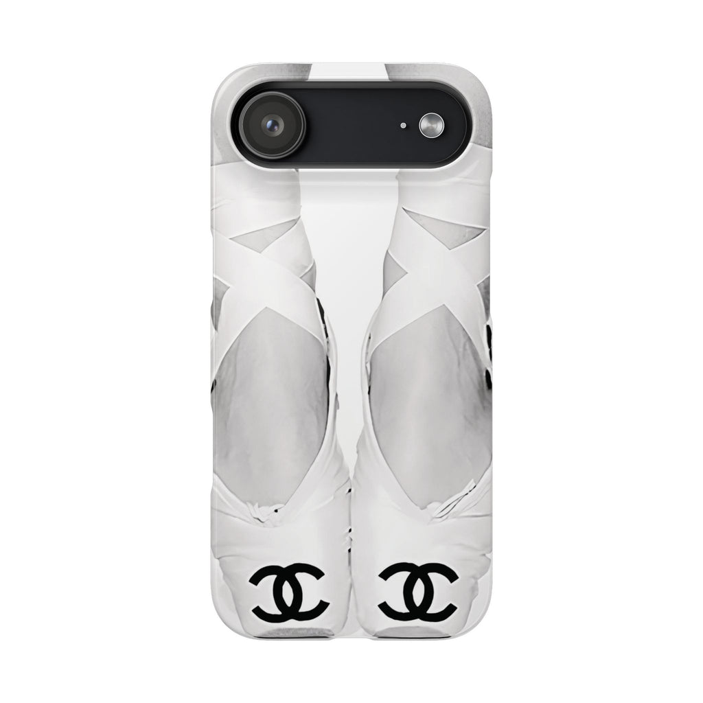 Ballet Pointe Phone Case — Elegant White Ballet Slippers with Logo Accent