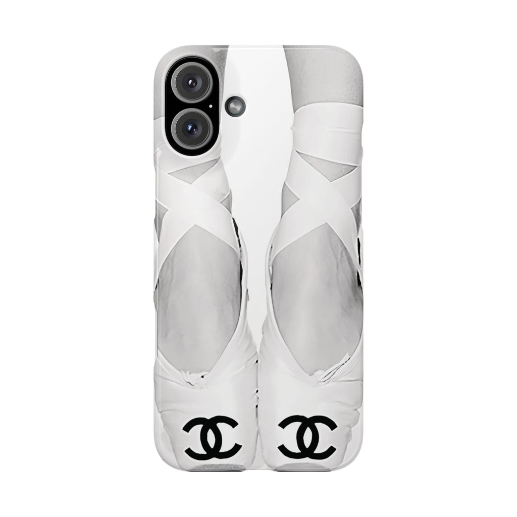 Ballet Pointe Phone Case — Elegant White Ballet Slippers with Logo Accent