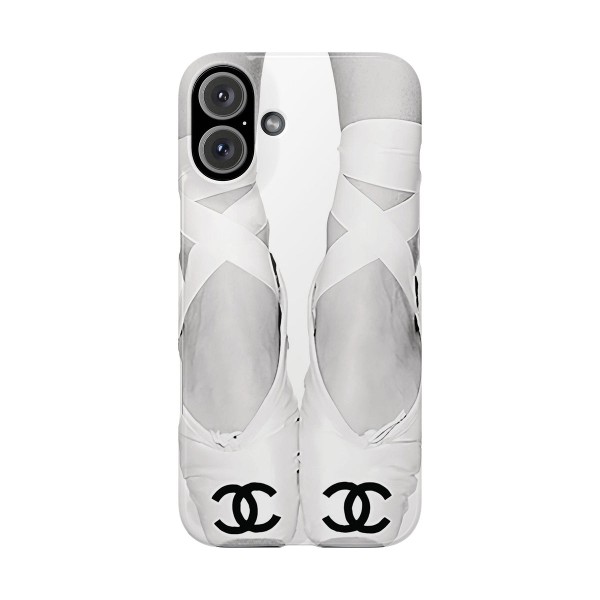 Ballet Pointe Phone Case — Elegant White Ballet Slippers with Logo Accent