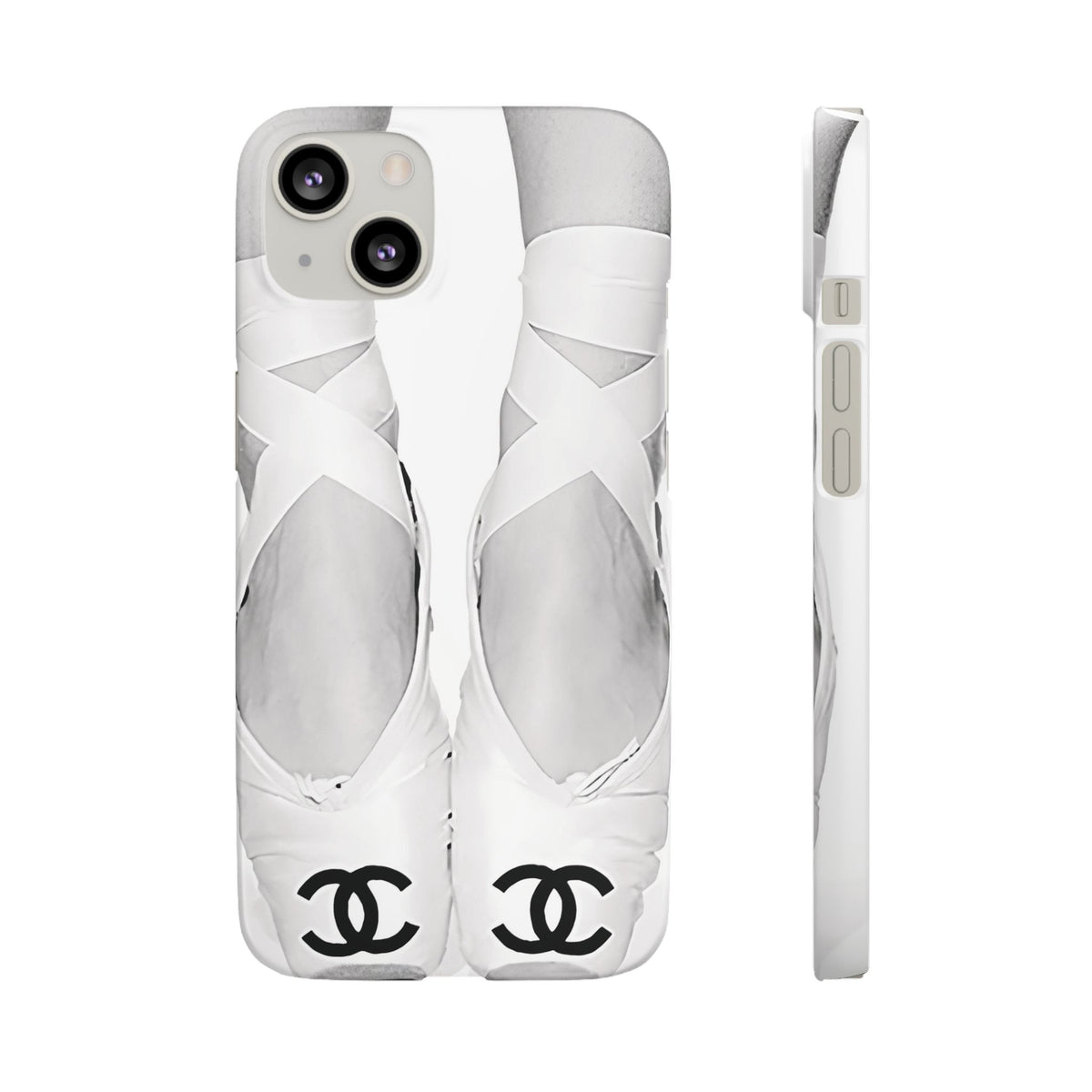 Ballet Pointe Phone Case — Elegant White Ballet Slippers with Logo Accent