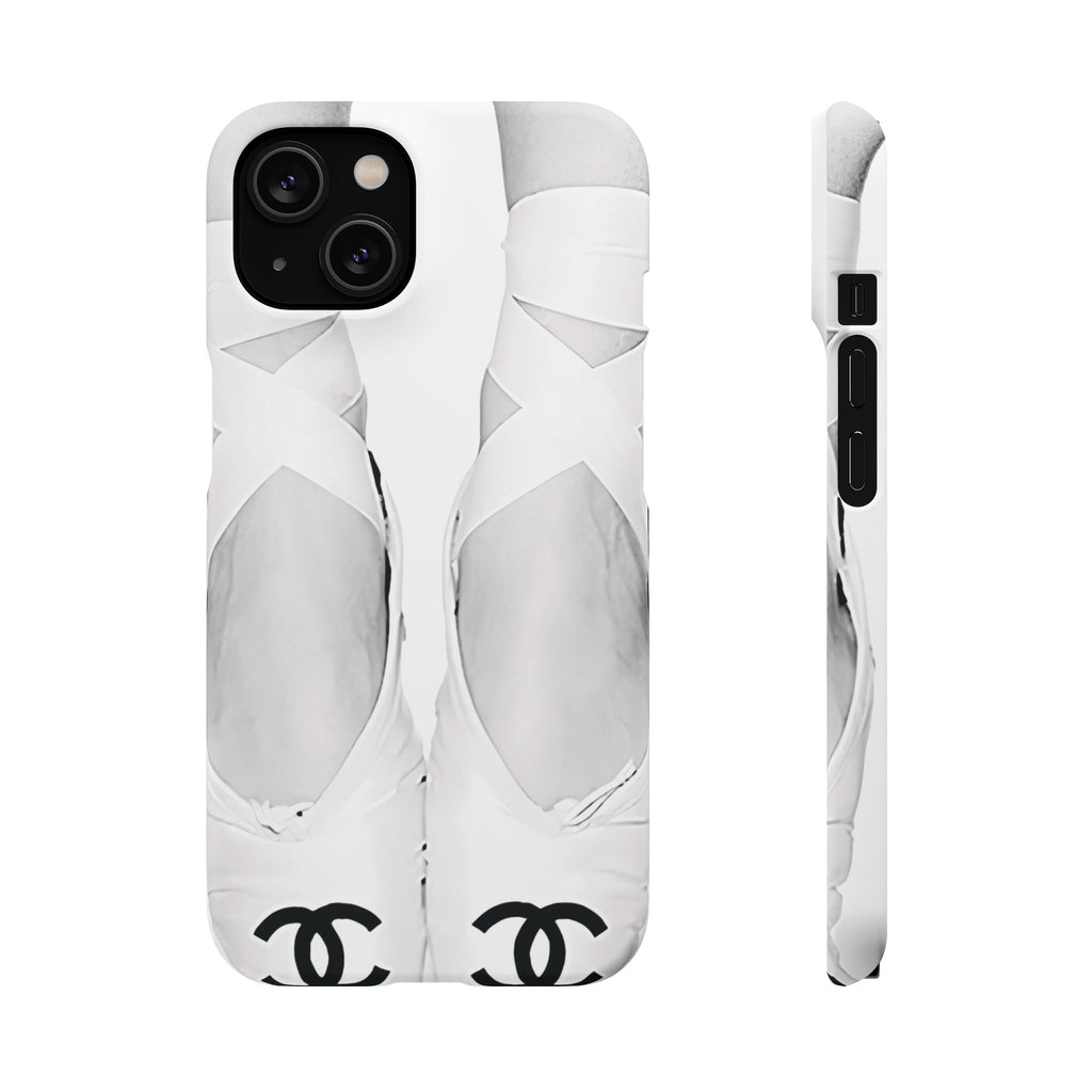 Ballet Pointe Phone Case — Elegant White Ballet Slippers with Logo Accent
