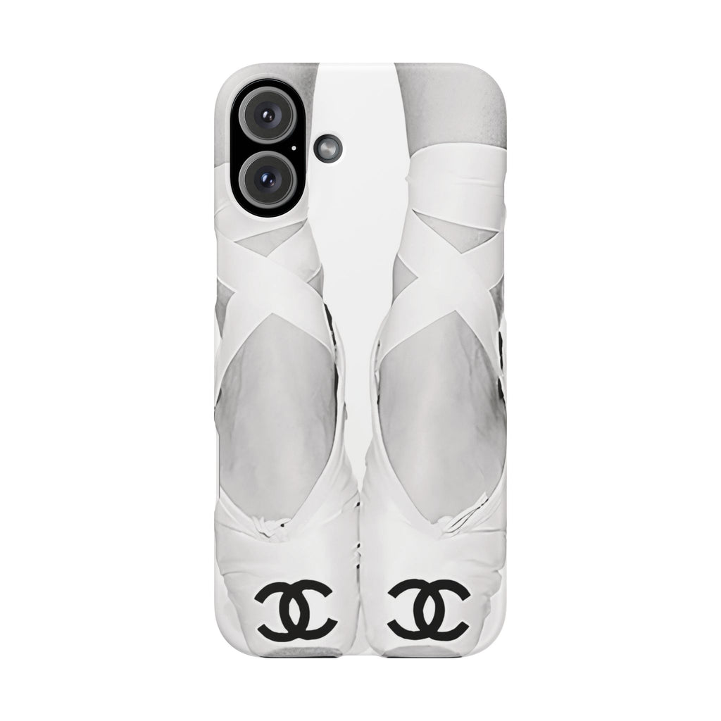 Ballet Pointe Phone Case — Elegant White Ballet Slippers with Logo Accent