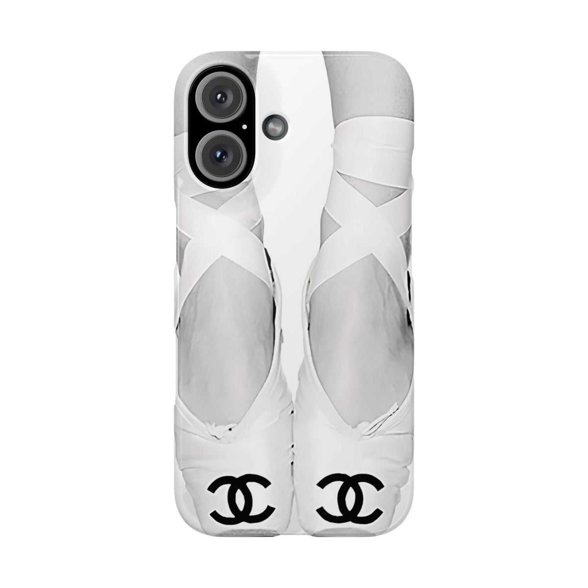 Ballet Pointe Phone Case — Elegant White Ballet Slippers with Logo Accent