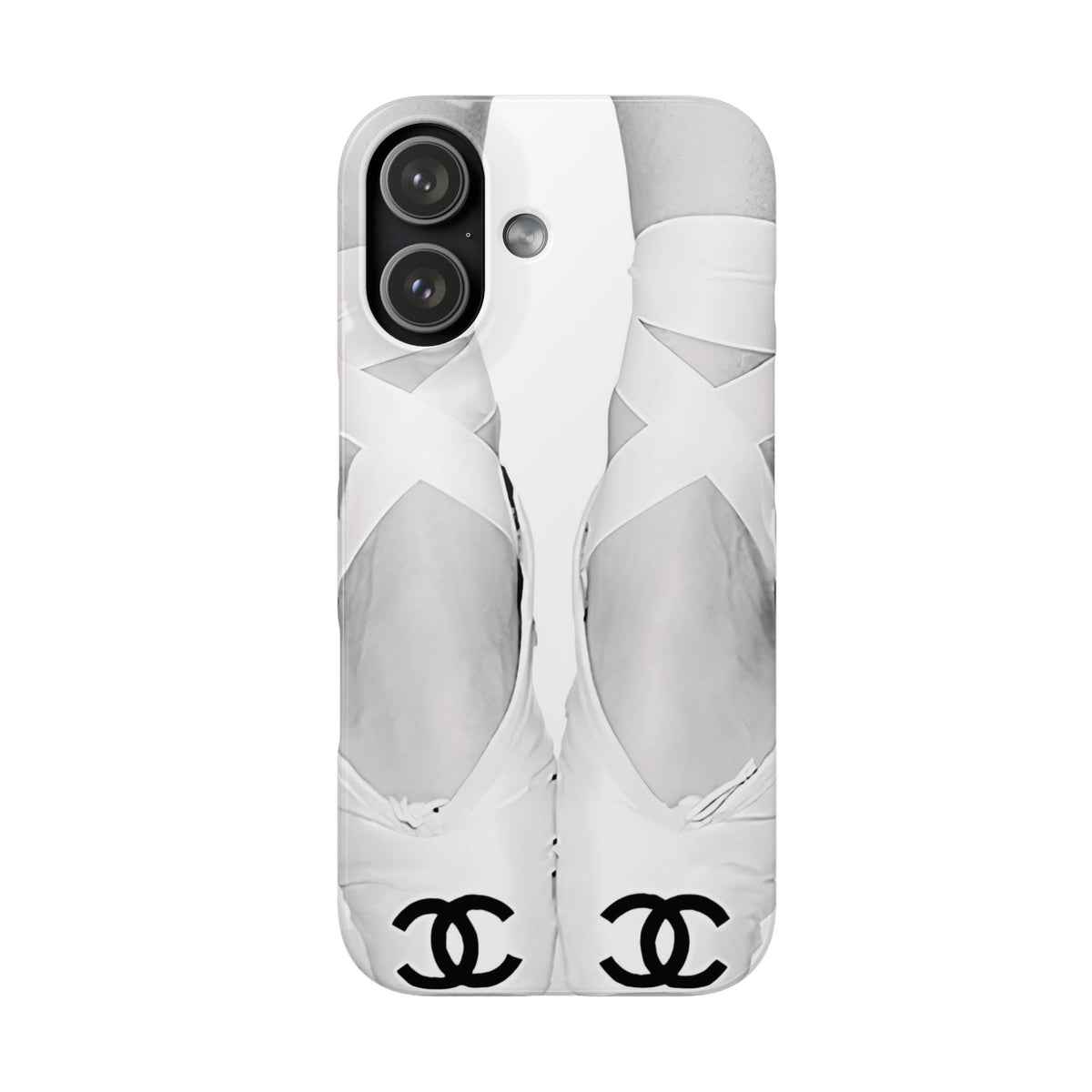 Ballet Pointe Phone Case — Elegant White Ballet Slippers with Logo Accent