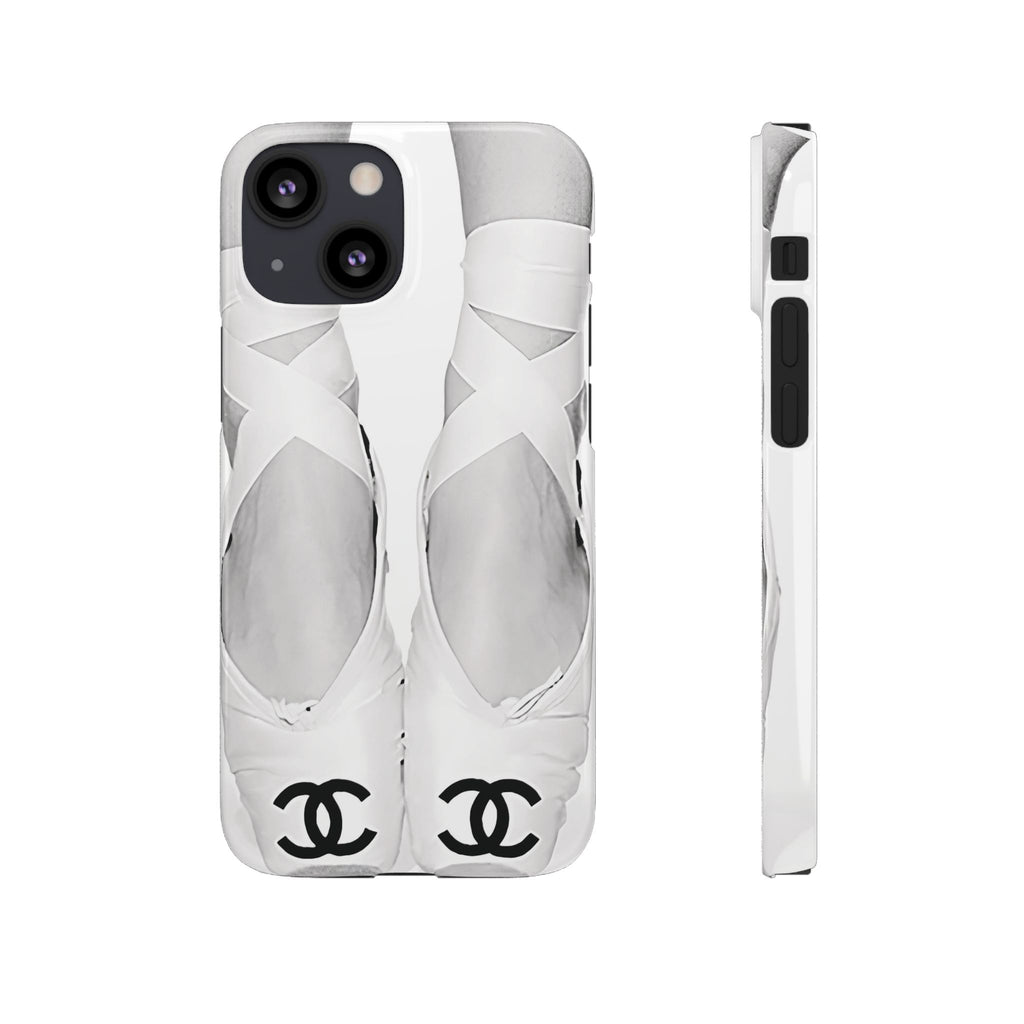 Ballet Pointe Phone Case — Elegant White Ballet Slippers with Logo Accent
