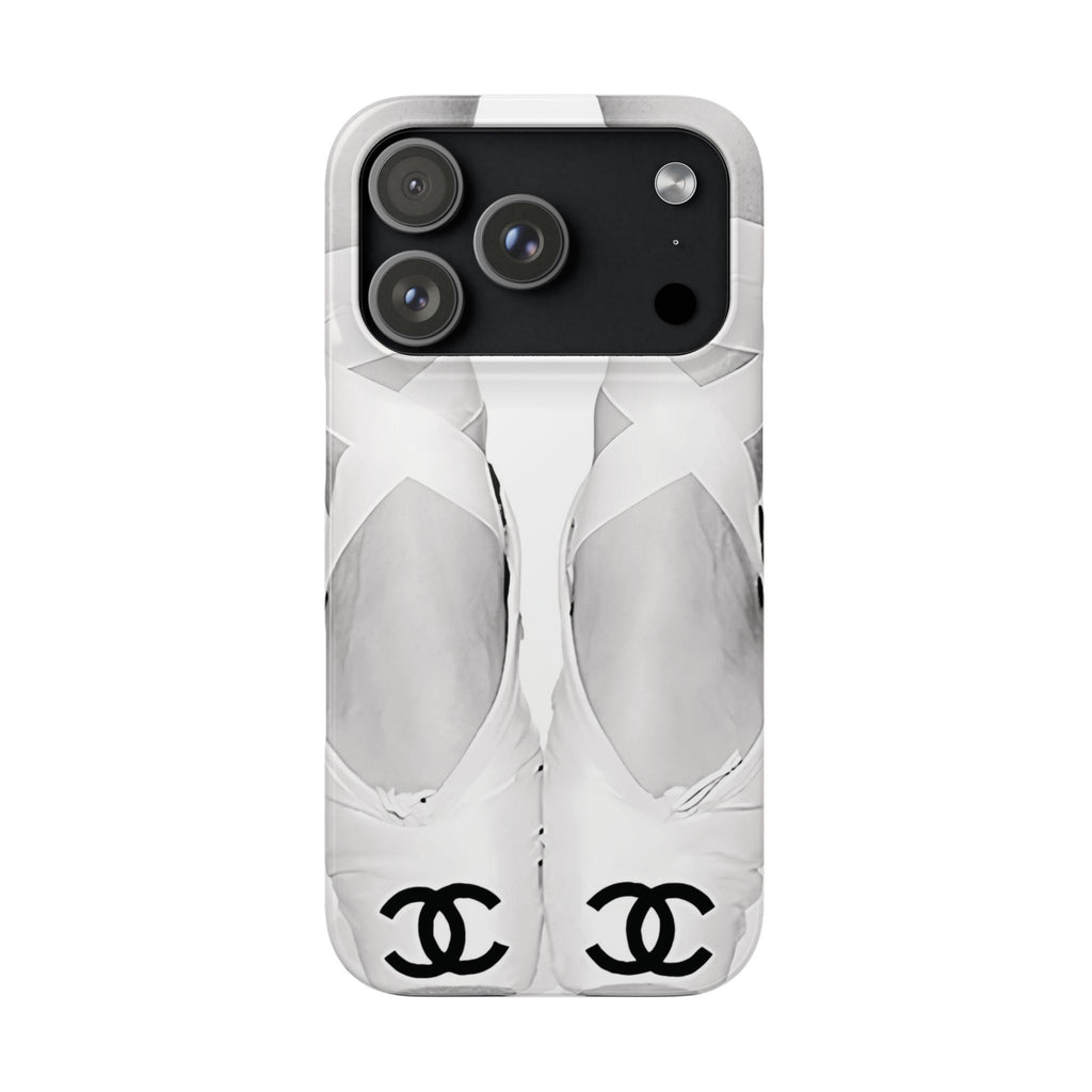 Ballet Pointe Phone Case — Elegant White Ballet Slippers with Logo Accent