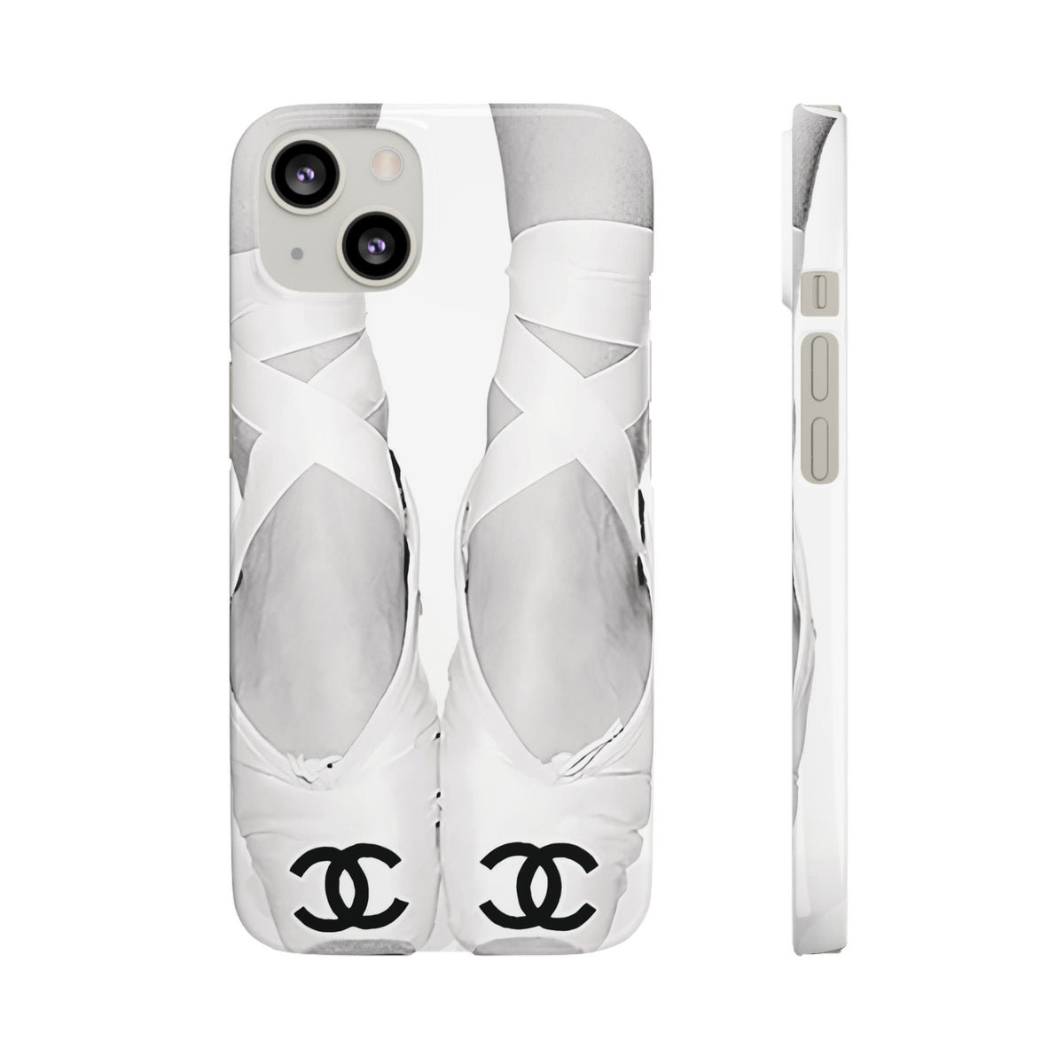 Ballet Pointe Phone Case — Elegant White Ballet Slippers with Logo Accent