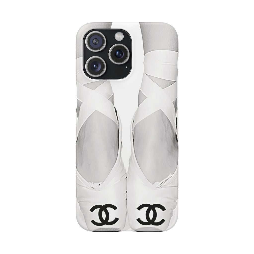 Ballet Pointe Phone Case — Elegant White Ballet Slippers with Logo Accent