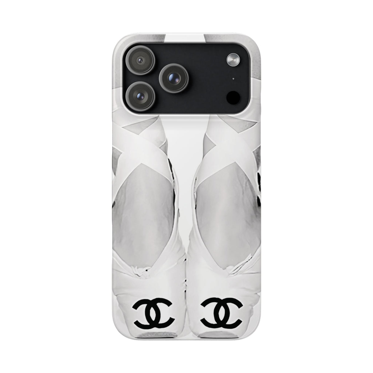 Ballet Pointe Phone Case — Elegant White Ballet Slippers with Logo Accent