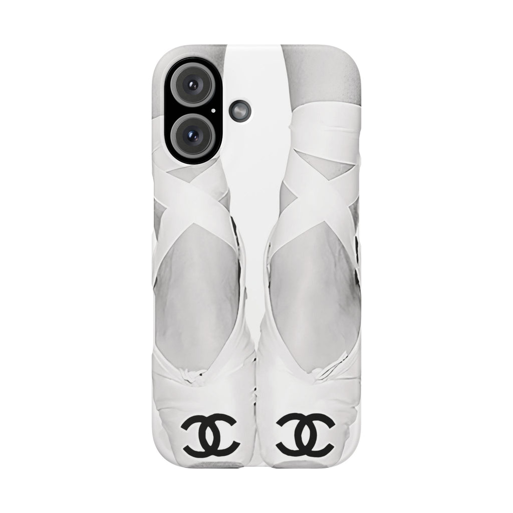Ballet Pointe Phone Case — Elegant White Ballet Slippers with Logo Accent