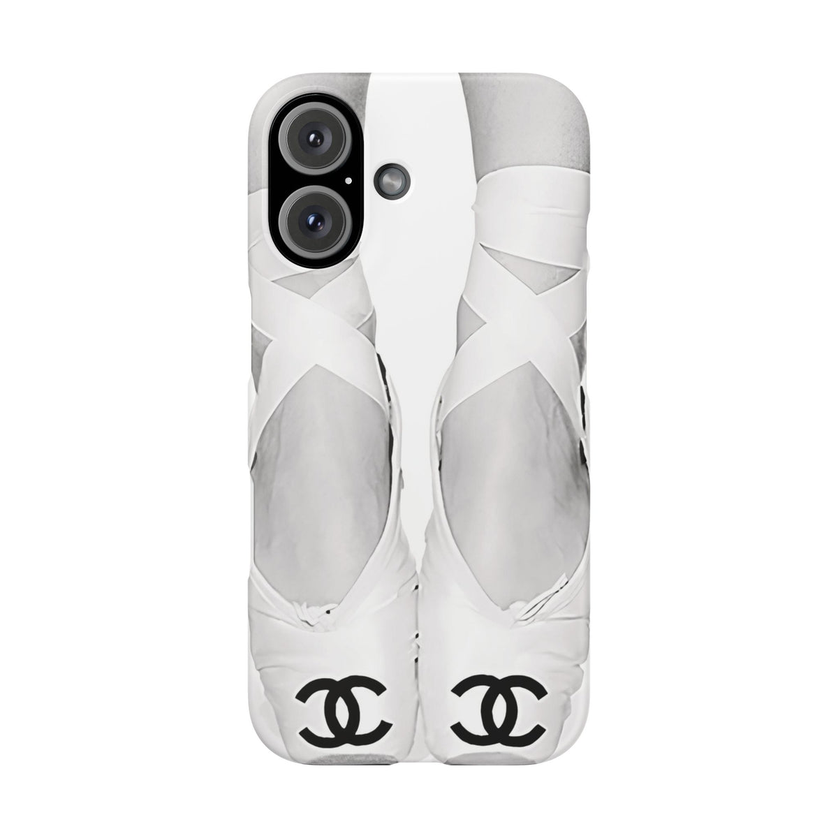 Ballet Pointe Phone Case — Elegant White Ballet Slippers with Logo Accent