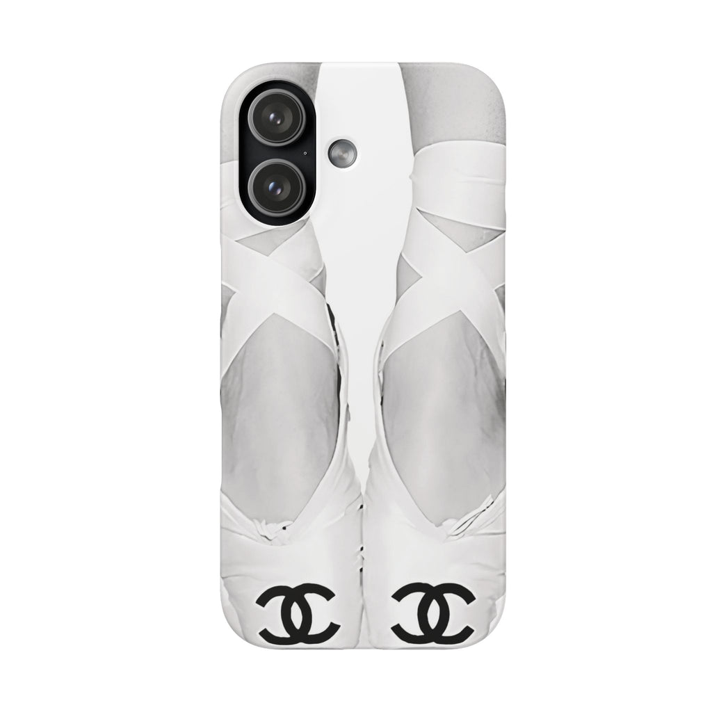 Ballet Pointe Phone Case — Elegant White Ballet Slippers with Logo Accent