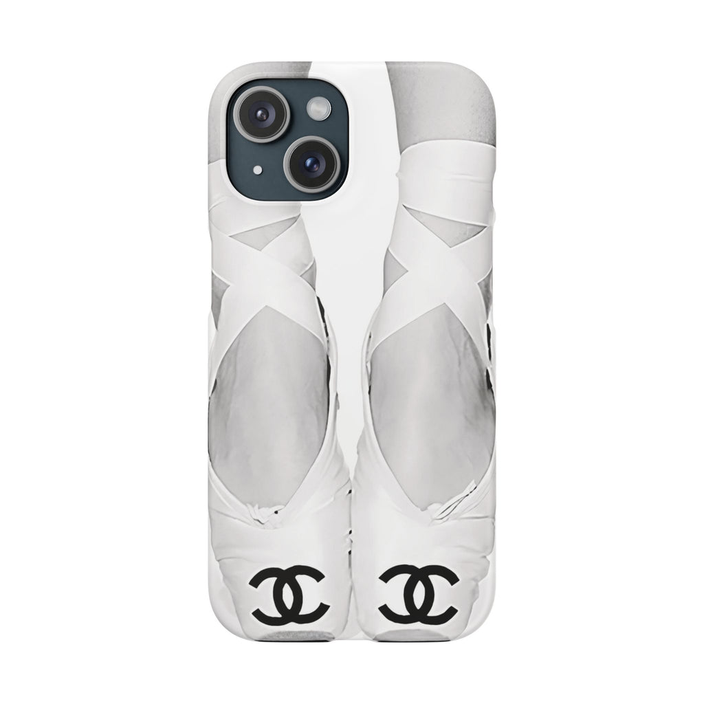 Ballet Pointe Phone Case — Elegant White Ballet Slippers with Logo Accent
