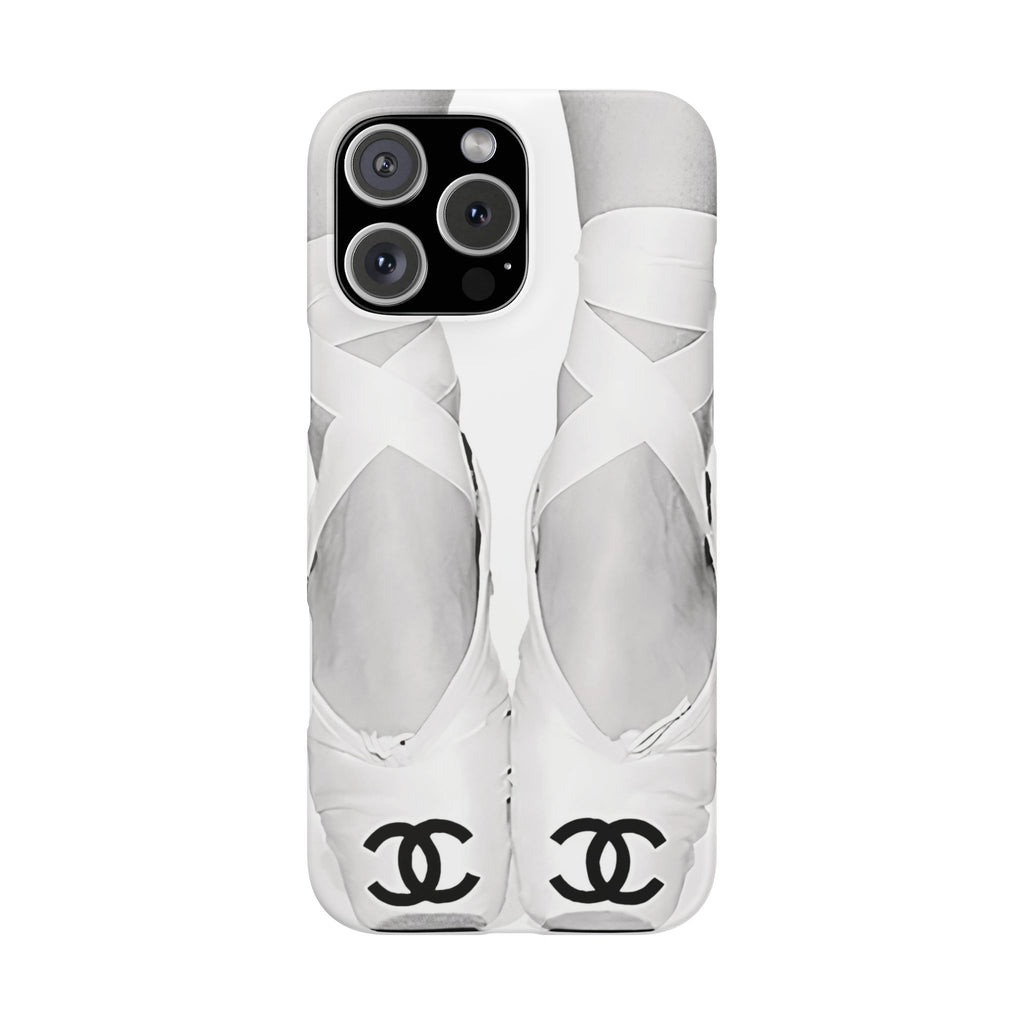 Ballet Pointe Phone Case — Elegant White Ballet Slippers with Logo Accent