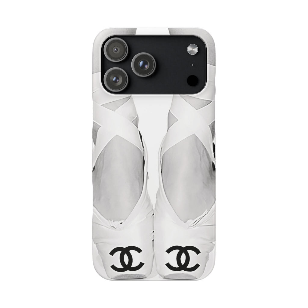 Ballet Pointe Phone Case — Elegant White Ballet Slippers with Logo Accent