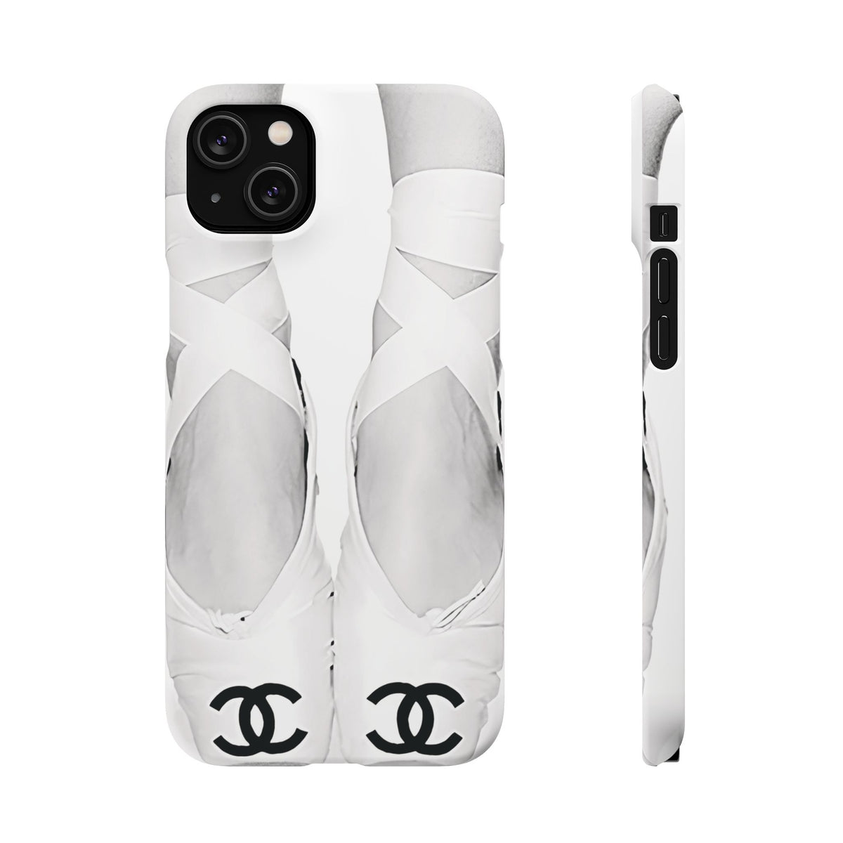 Ballet Pointe Phone Case — Elegant White Ballet Slippers with Logo Accent