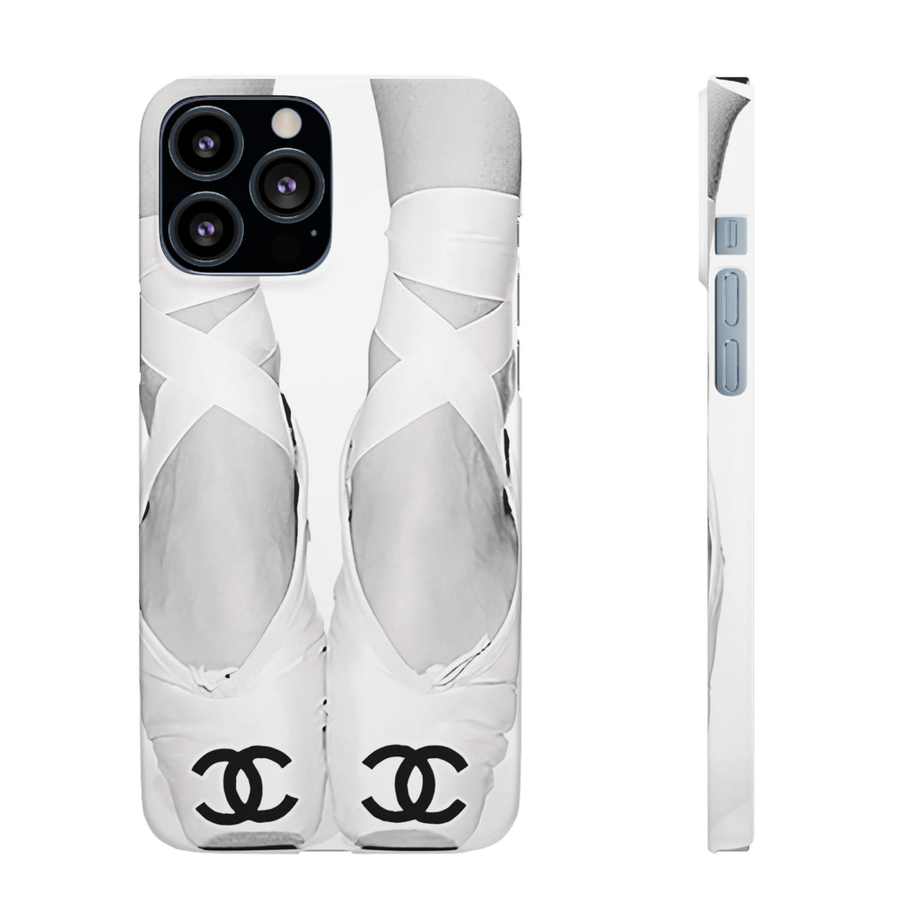 Ballet Pointe Phone Case — Elegant White Ballet Slippers with Logo Accent