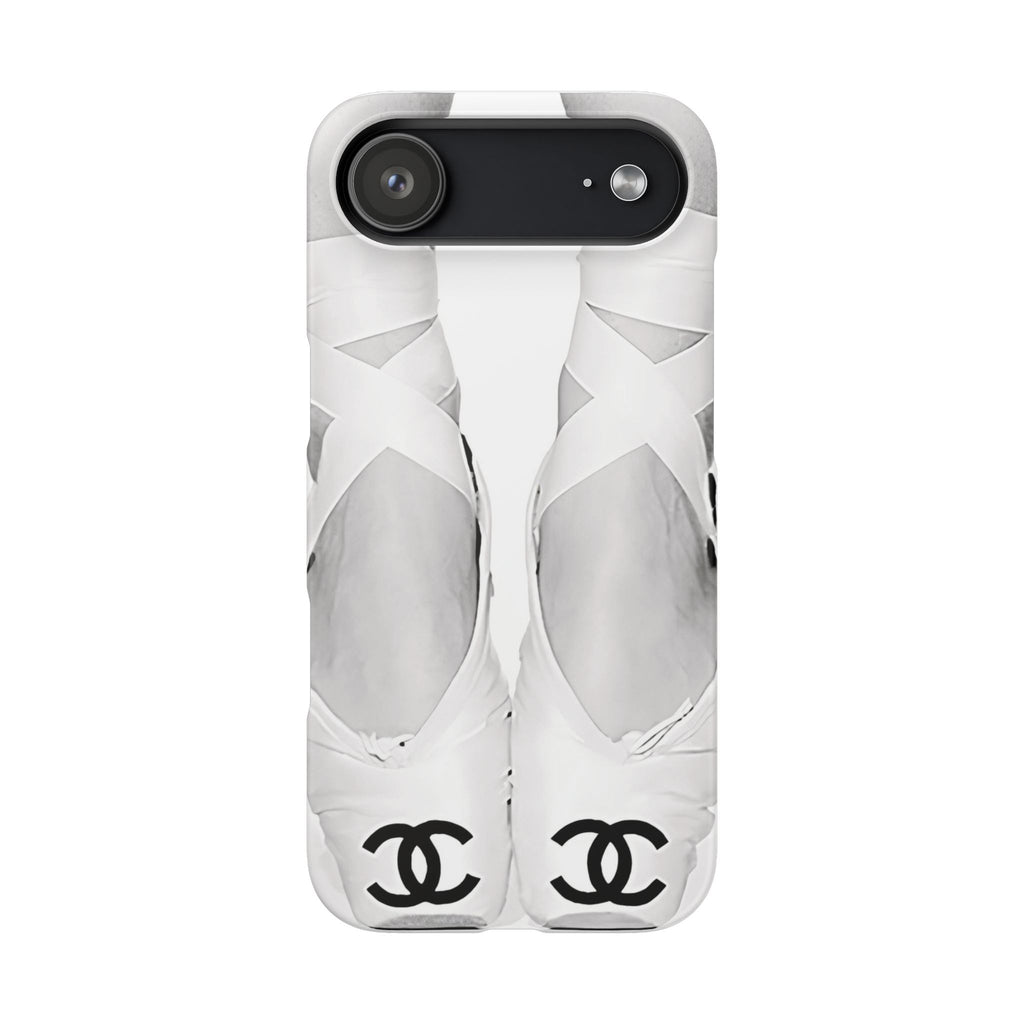 Ballet Pointe Phone Case — Elegant White Ballet Slippers with Logo Accent