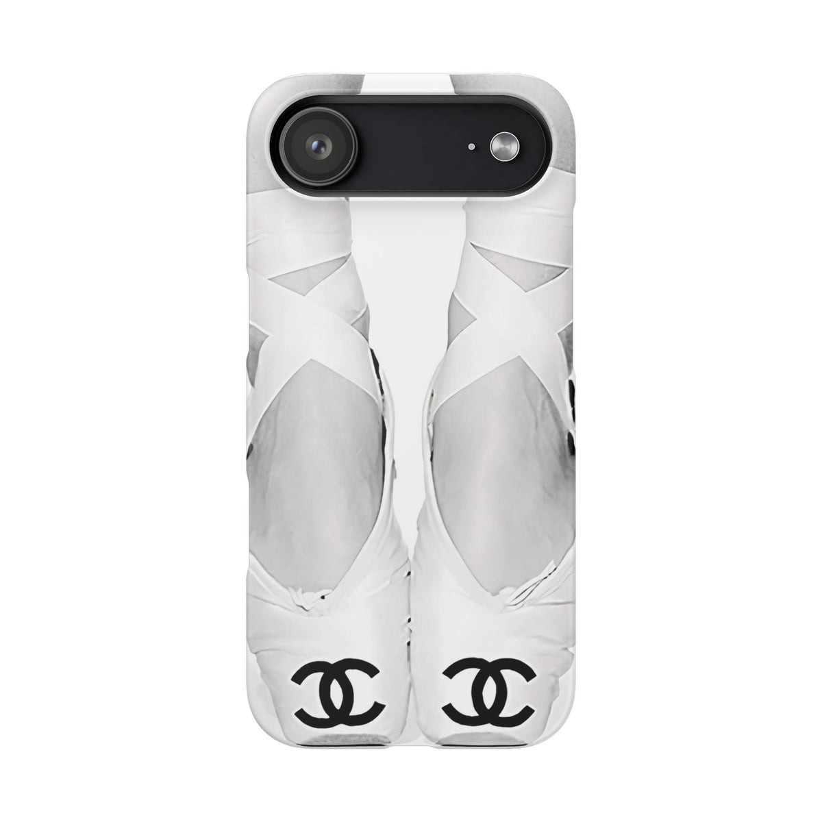 Ballet Pointe Phone Case — Elegant White Ballet Slippers with Logo Accent