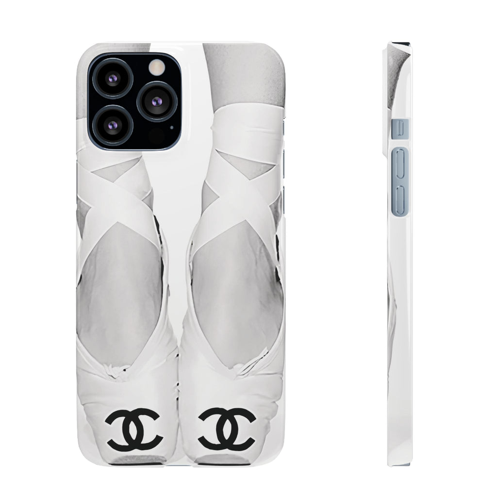 Ballet Pointe Phone Case — Elegant White Ballet Slippers with Logo Accent