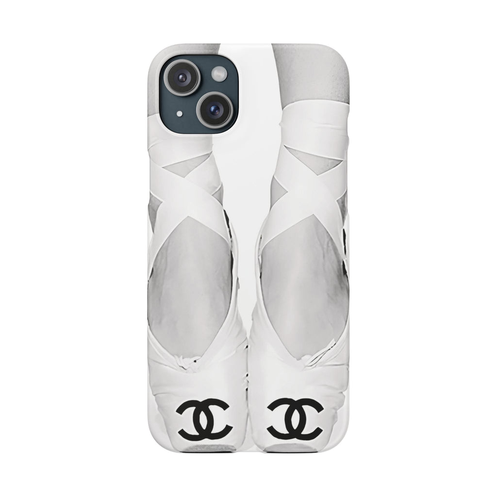 Ballet Pointe Phone Case — Elegant White Ballet Slippers with Logo Accent
