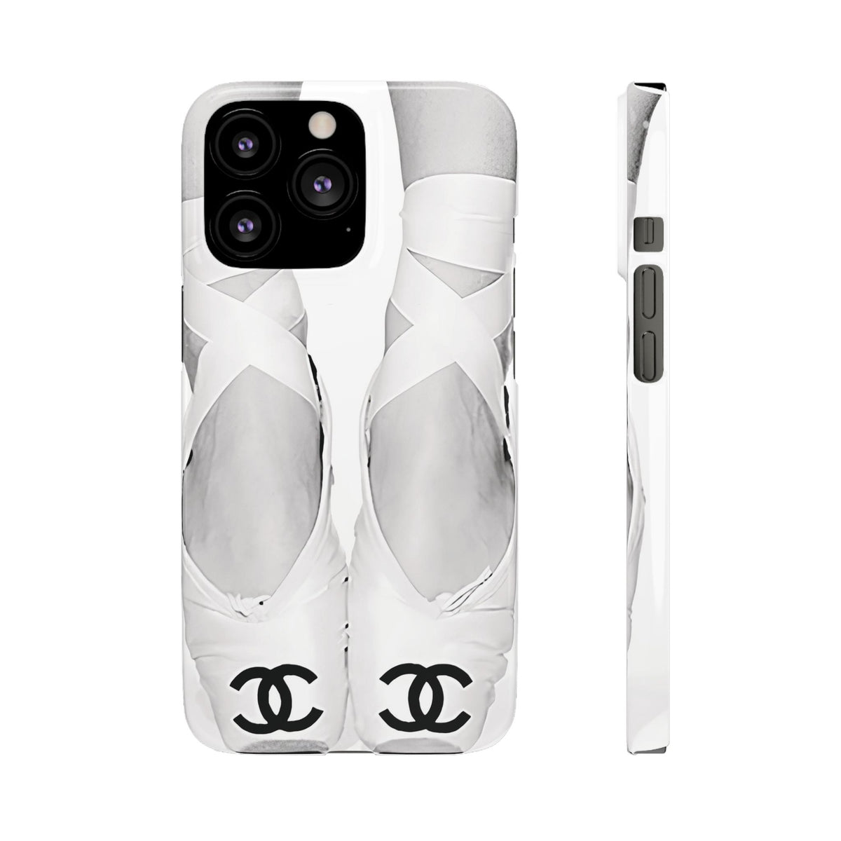 Ballet Pointe Phone Case — Elegant White Ballet Slippers with Logo Accent