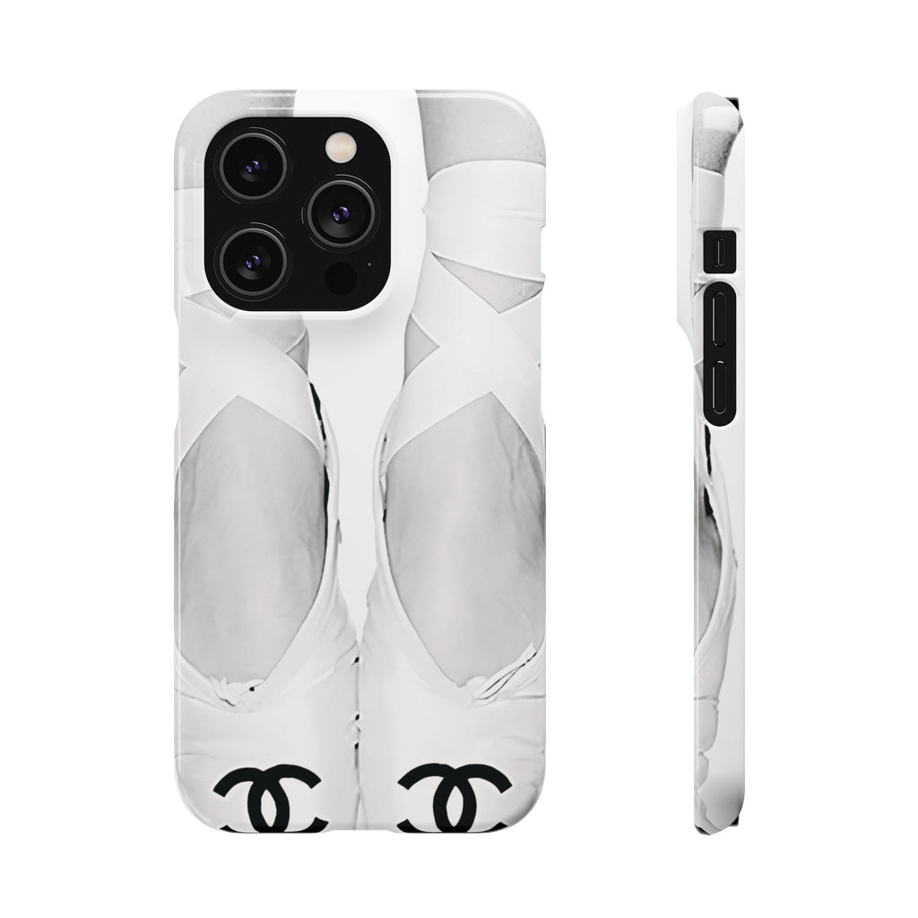 Ballet Pointe Phone Case — Elegant White Ballet Slippers with Logo Accent