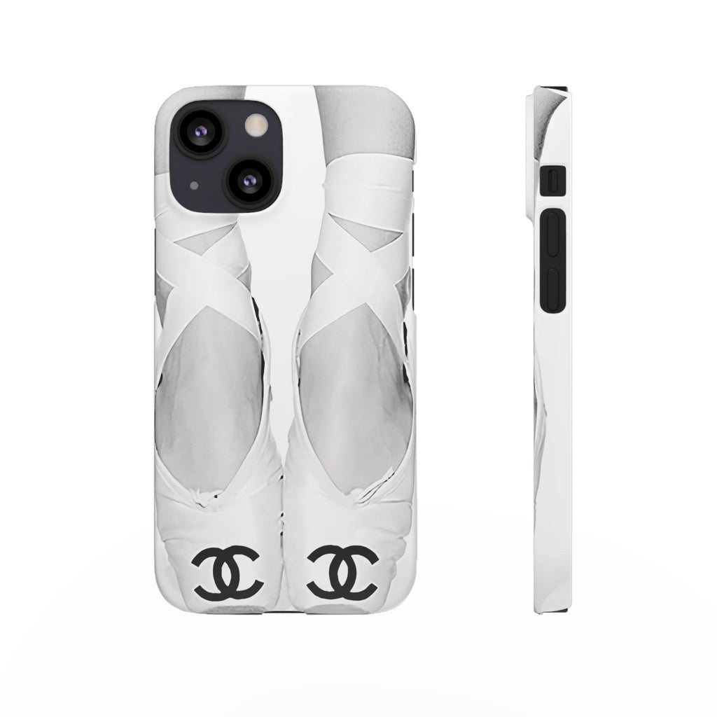 Ballet Pointe Phone Case — Elegant White Ballet Slippers with Logo Accent
